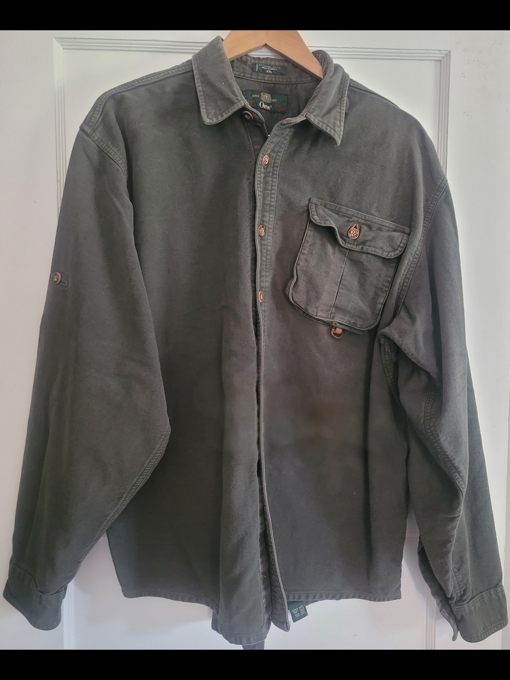 Men's  Orvis Olive Green Overshirt with Chest Pocket XXL